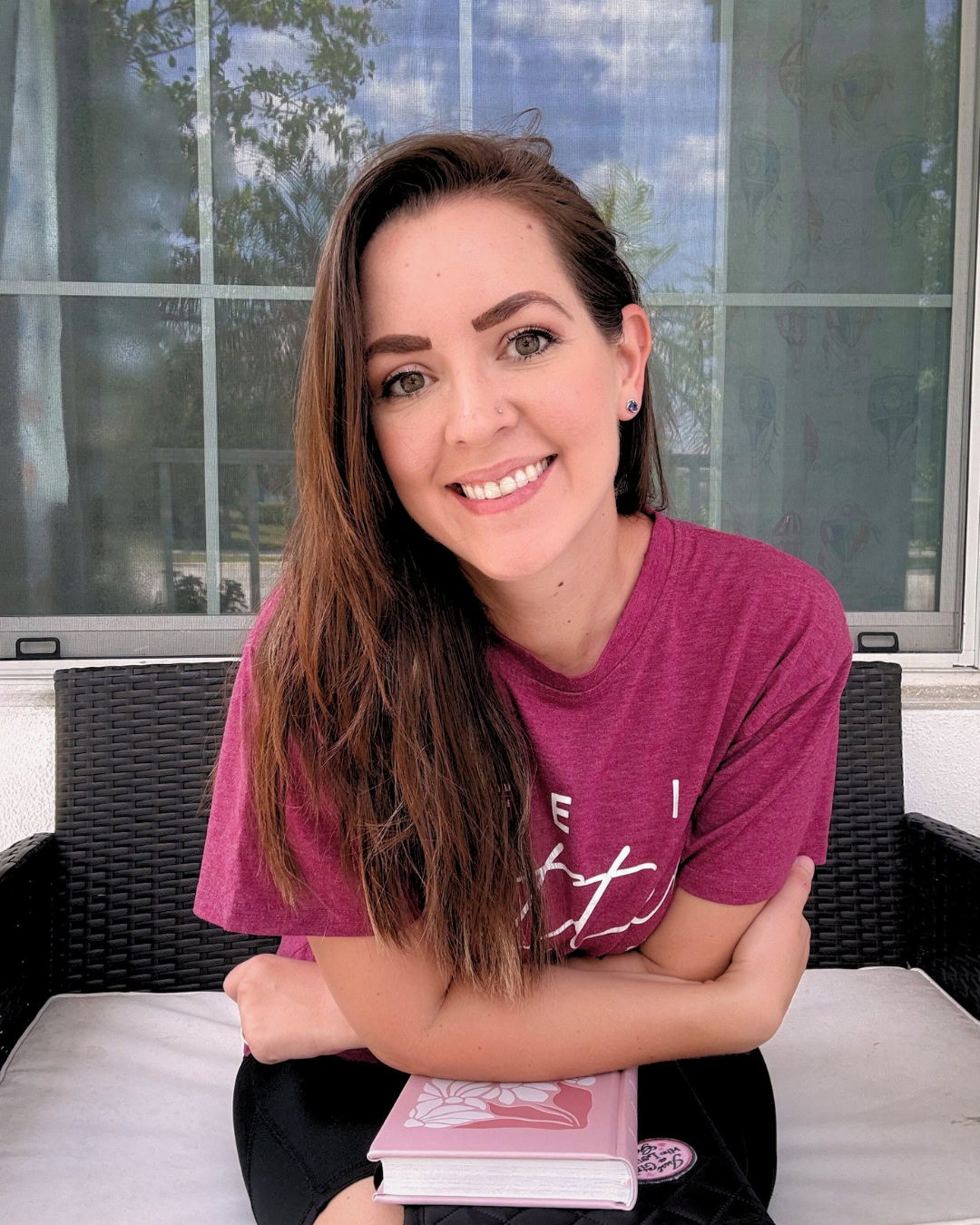 Ash Dion on her front porch